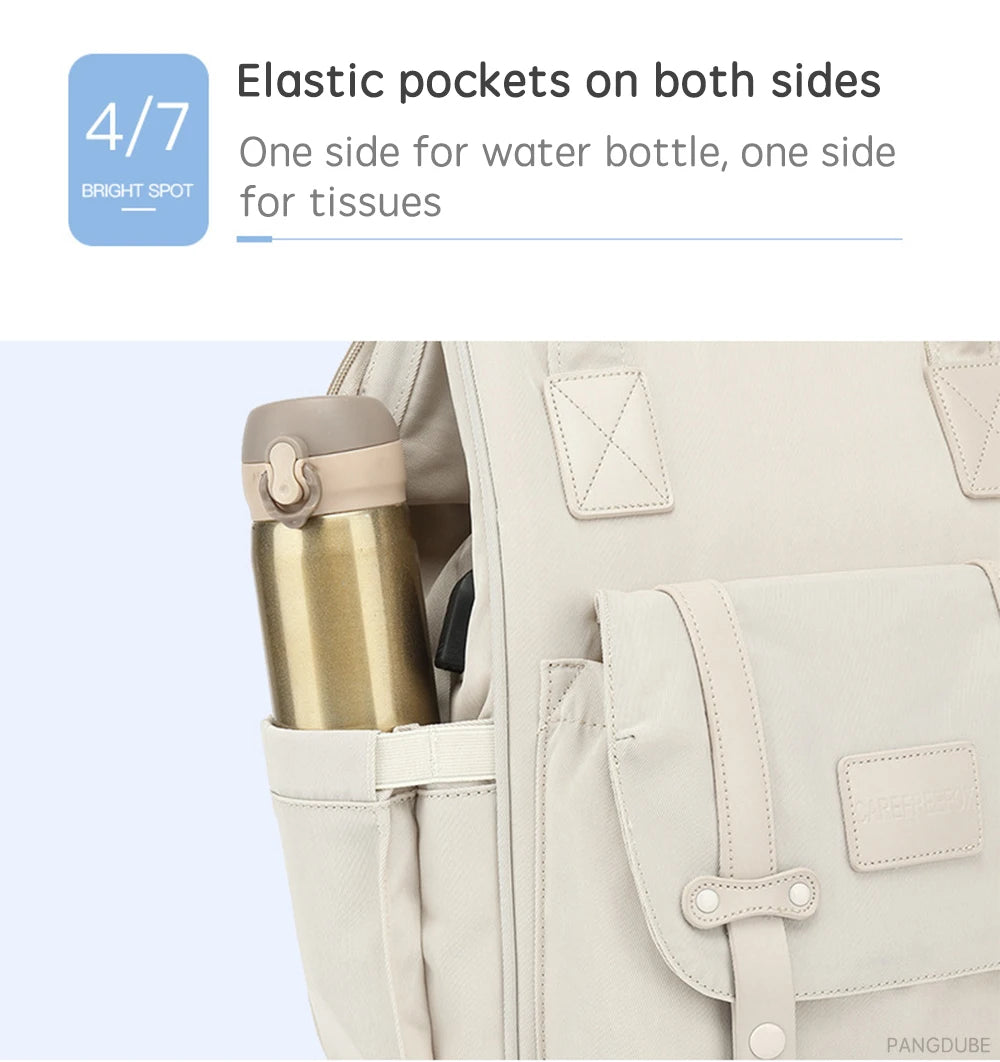 PANGDUBE Baby Nappy Bag with 2pcs Stroller Hooks Mummy Bag Backpack Waterproof