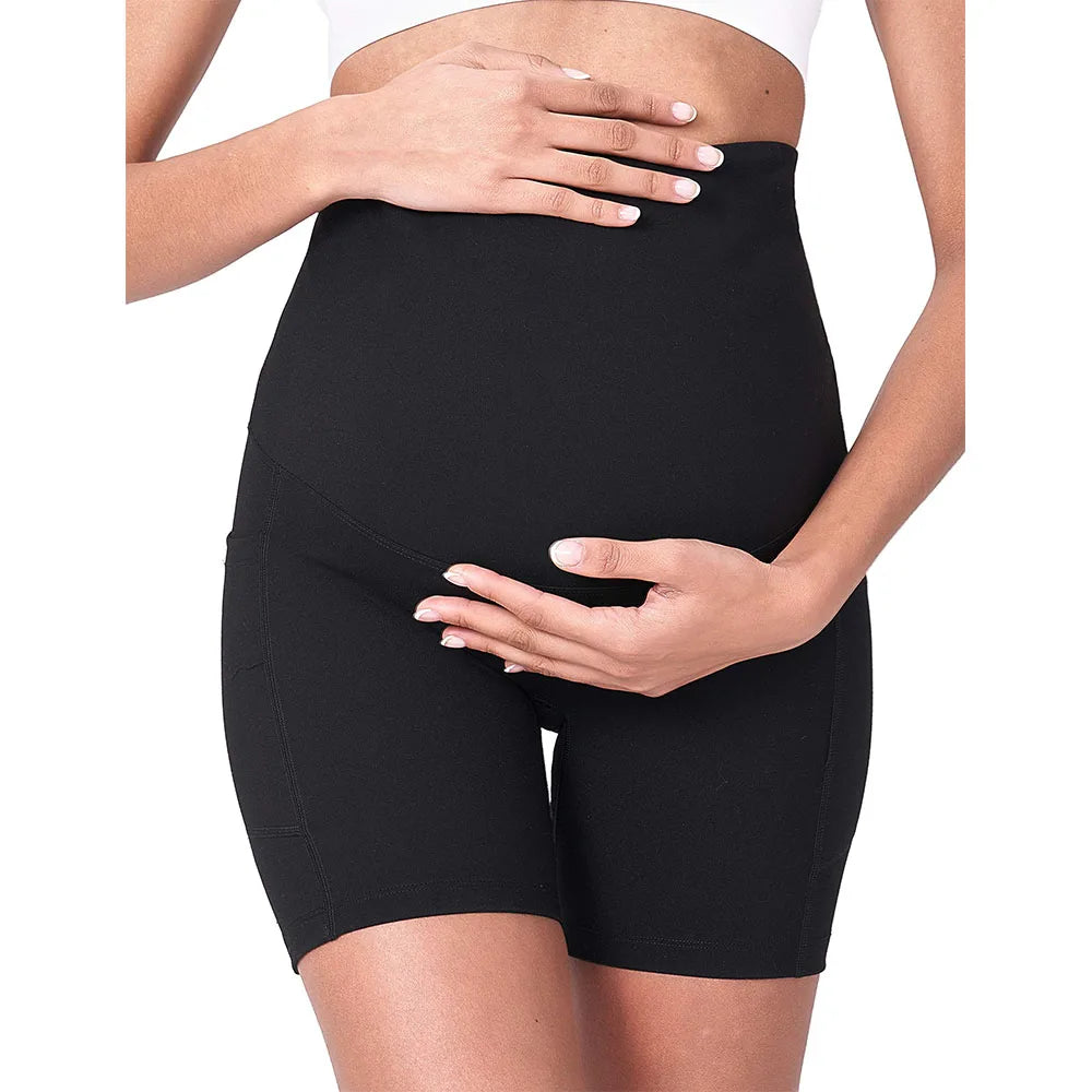 Women's Maternity Yoga Shorts Over The Belly Bump Summer Workout Running