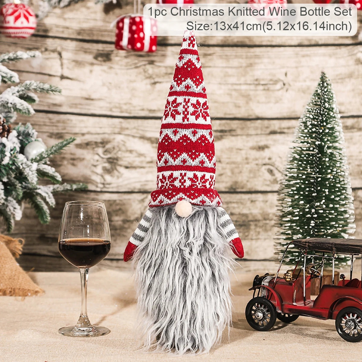 Christmas Wine Bottle Cover Merry Christmas Decoration For Home