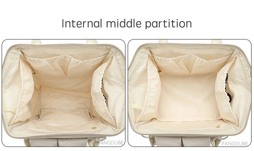 PANGDUBE Baby Nappy Bag with 2pcs Stroller Hooks Mummy Bag Backpack Waterproof