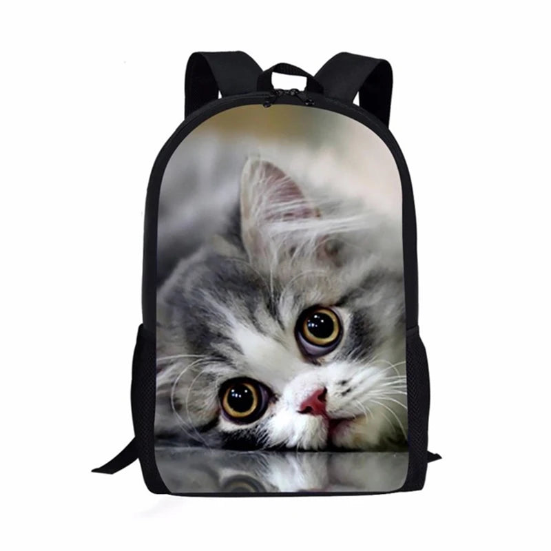 Mochilas escolares populares e modernas para cadernos de gatos 3D