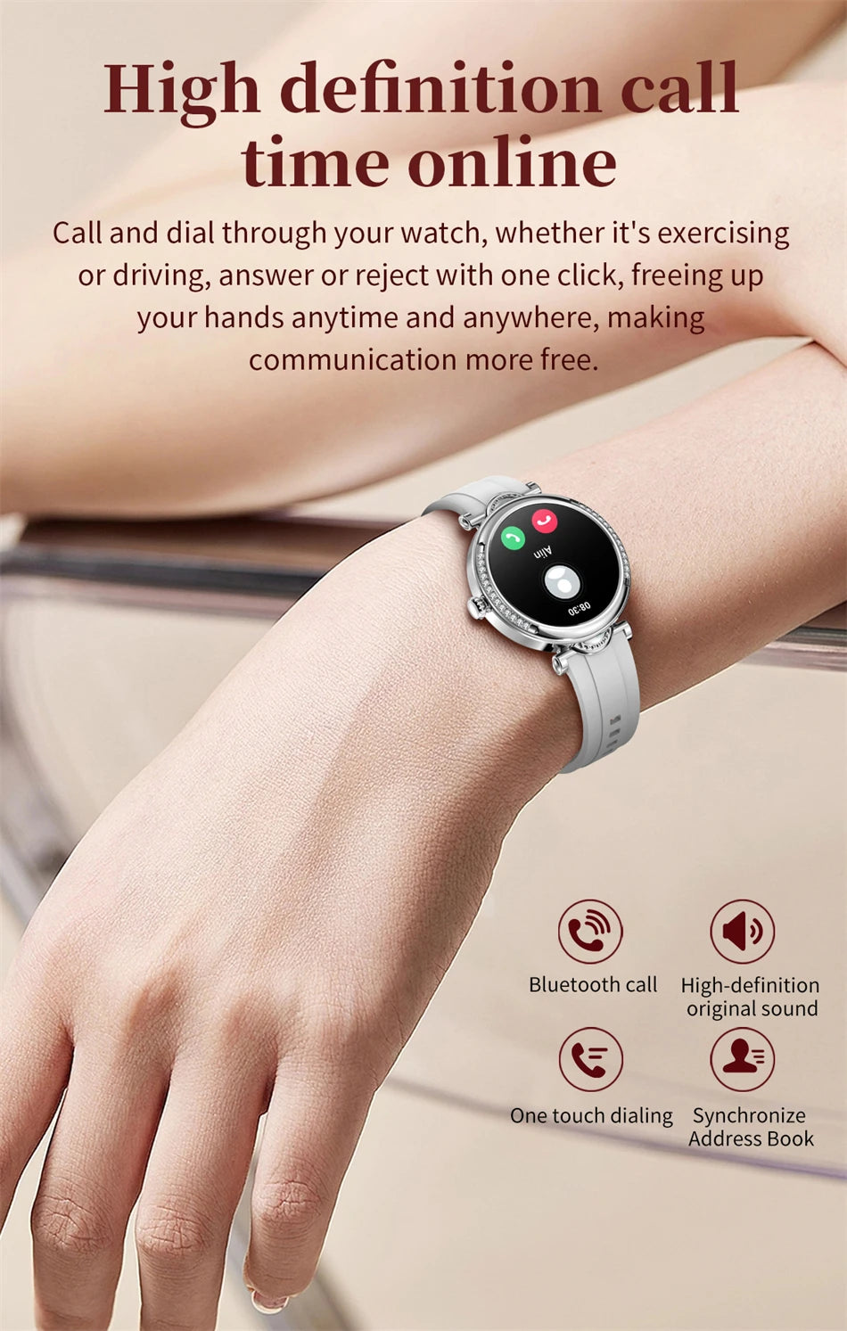 For Xiaomi Android Fashion Women Smart Watch 360*360 HD Screen