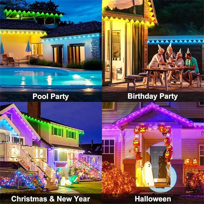 60M Smart RGB Eave Lights App & Remote IP67 Permanent Outdoor LED