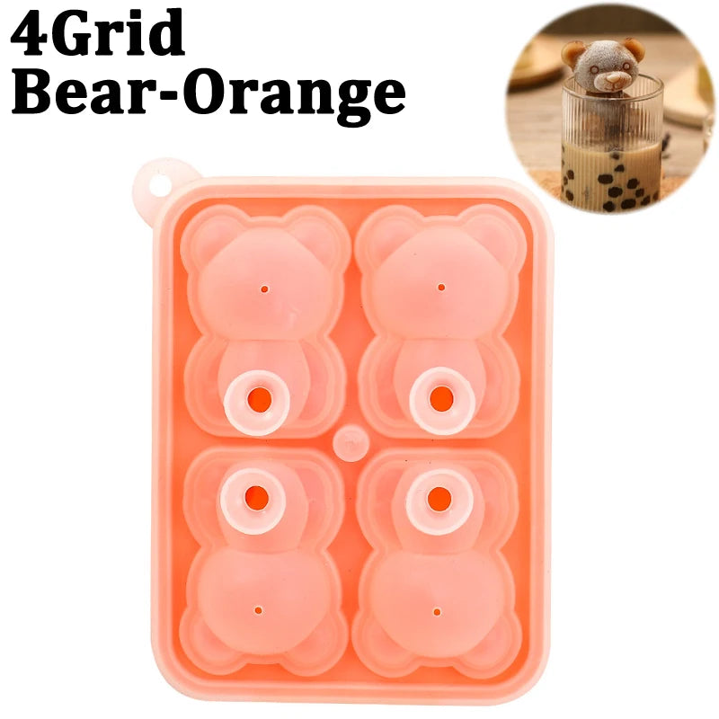 Cute Teddy Bear Ice Cube Making Mold Splash-proof