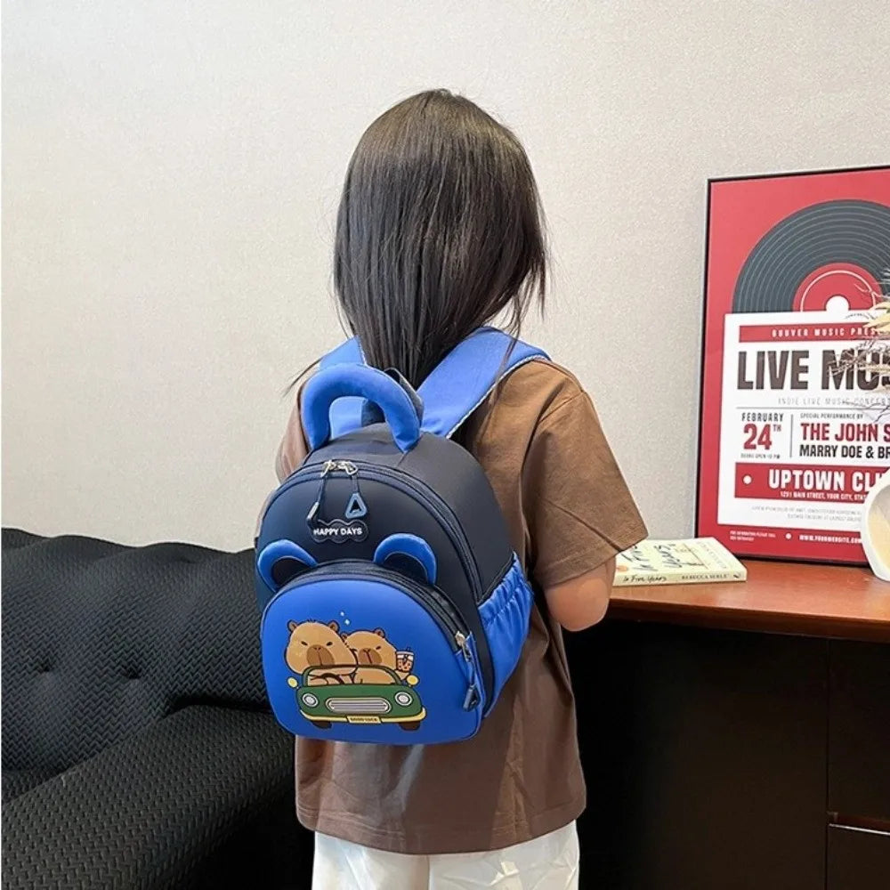 Kawaii Cartoon Capybara Backpack Nylon Lightweight Capybara School Bag Large