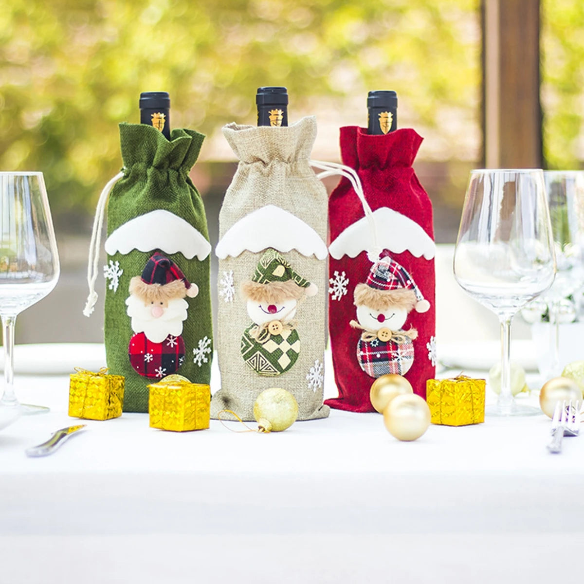 Christmas Wine Bottle Cover Merry Christmas Decoration For Home