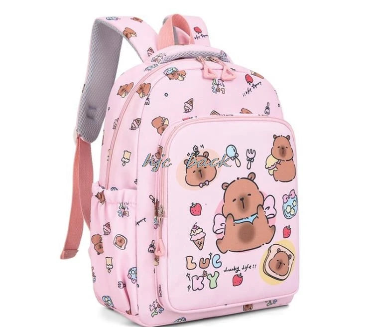 3Pcs/set Capybara Print Backpack Lunch Bag with Pencilcase Colorful Patterns Boys Girls