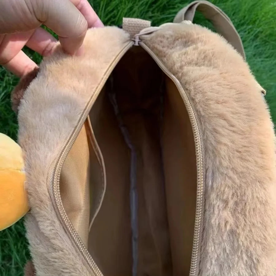 Capybara Plush Backpack Kawaii Fashion Plushie Doll Fur Pendant Children's