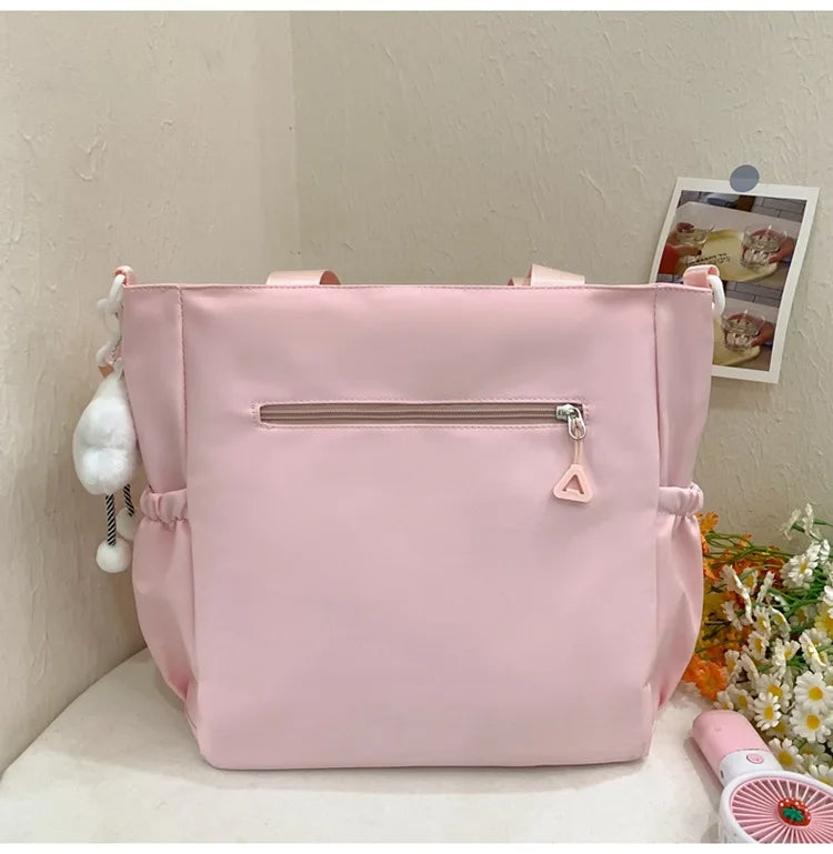 Mochila de camada transparente com vários bolsos e fecho, bolsa exterior grande