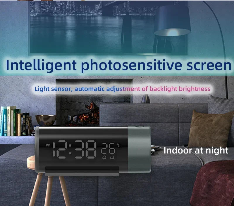 Clock Electronic Alarm Clock with Projection FM Radio