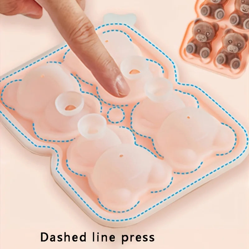 Cute Teddy Bear Ice Cube Making Mold Splash-proof