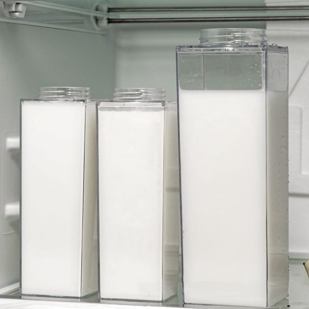 500/1000ml Water Bottle Transparent Large Capacity Square Milk