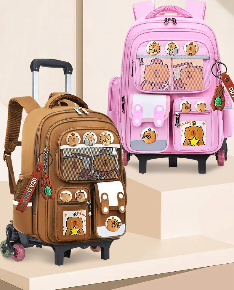 Children Trolley backpack wheels Student High capacity School bags