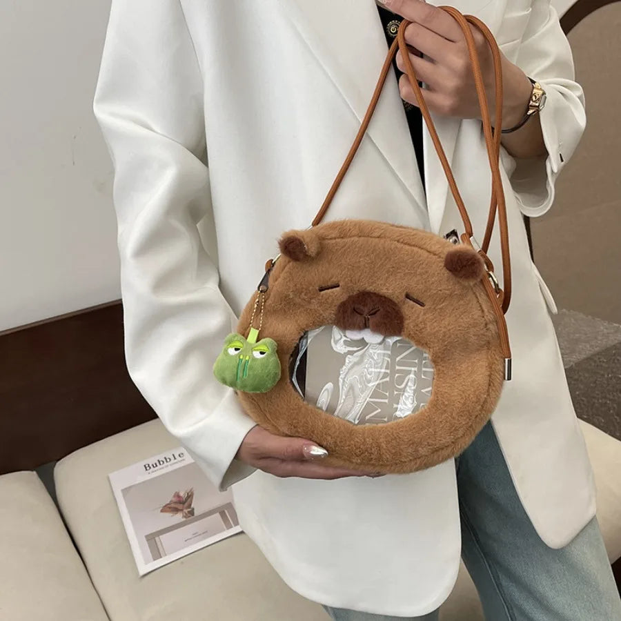 Capybara Plush Backpack Kawaii Fashion Plushie Doll Fur Pendant Children's