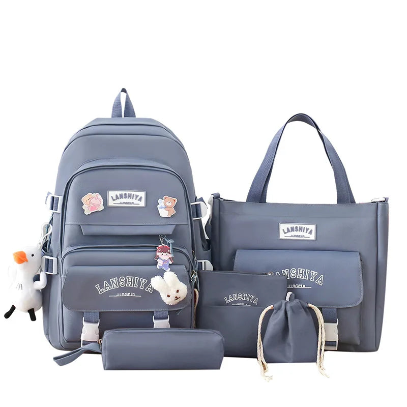 Conjunto de 5 pingentes grátis estilo floresta versão coreana casual harajuku estudante