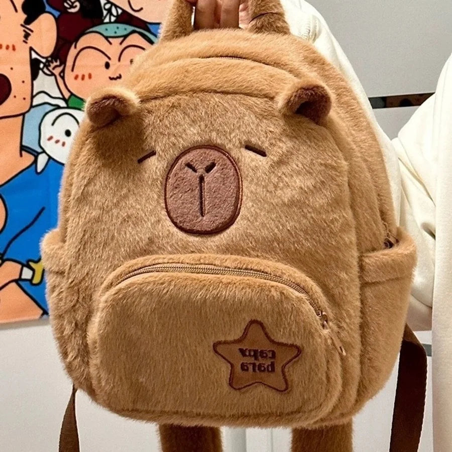 Capybara Plush Backpack Kawaii Fashion Plushie Doll Fur Pendant Children's