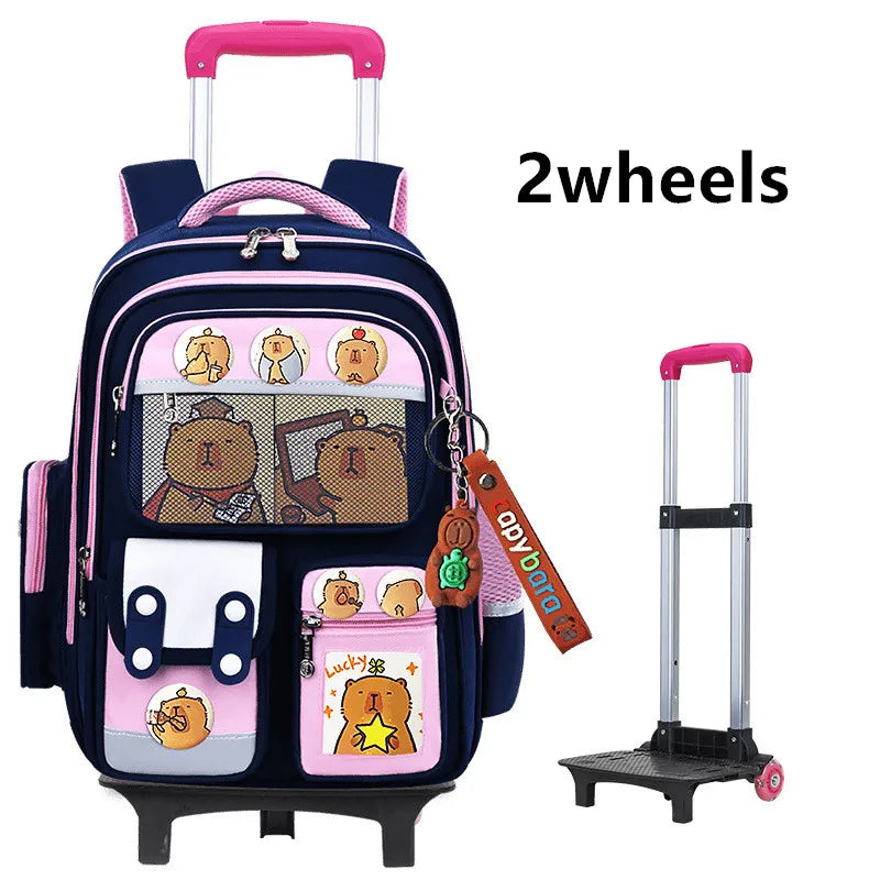 Children Trolley backpack wheels Student High capacity School bags