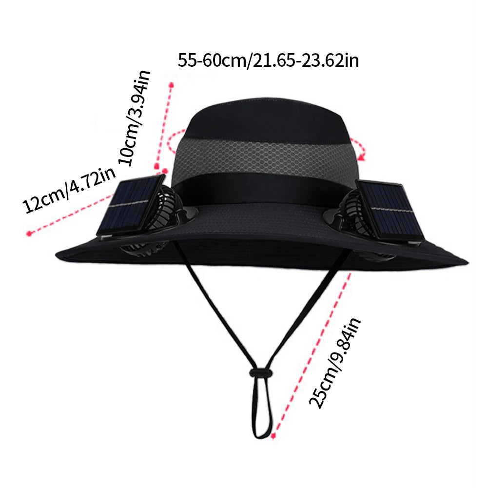 Outdoor Solar Multi-purpose Fan Cap Adjustable Three-speed Wind with USB Charging