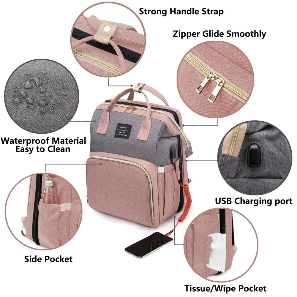 Mommy Bag: Lightweight Portable Folding Crib Travel Backpack