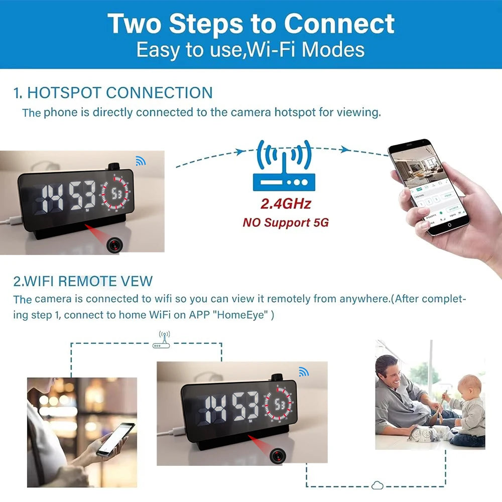 4K & 1080P HD WiFi Clock Camera – Smart, Secure, Invisible.