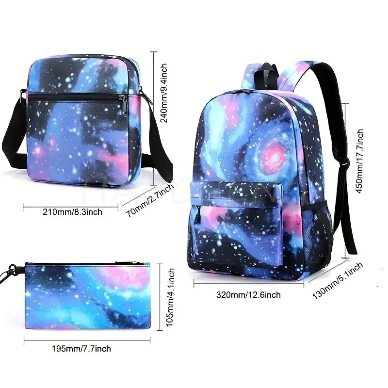 New Capybara Anime Print 3Pcs/Set Backpack Teenager Boy School Bag Laptop