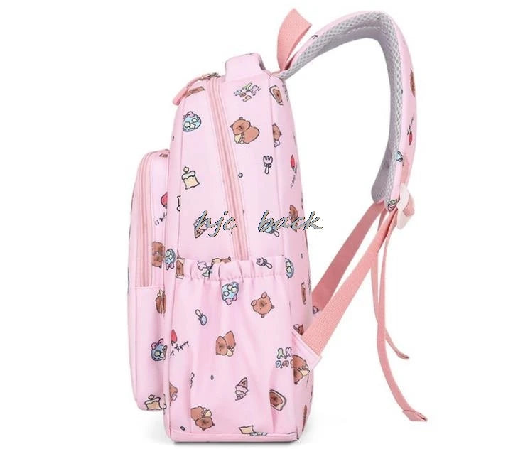 3Pcs/set Capybara Print Backpack Lunch Bag with Pencilcase Colorful Patterns Boys Girls