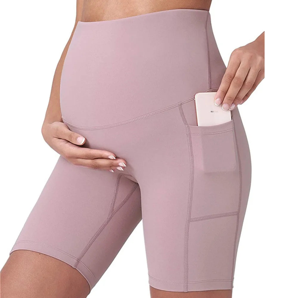 Women's Maternity Yoga Shorts Over The Belly Bump Summer Workout Running