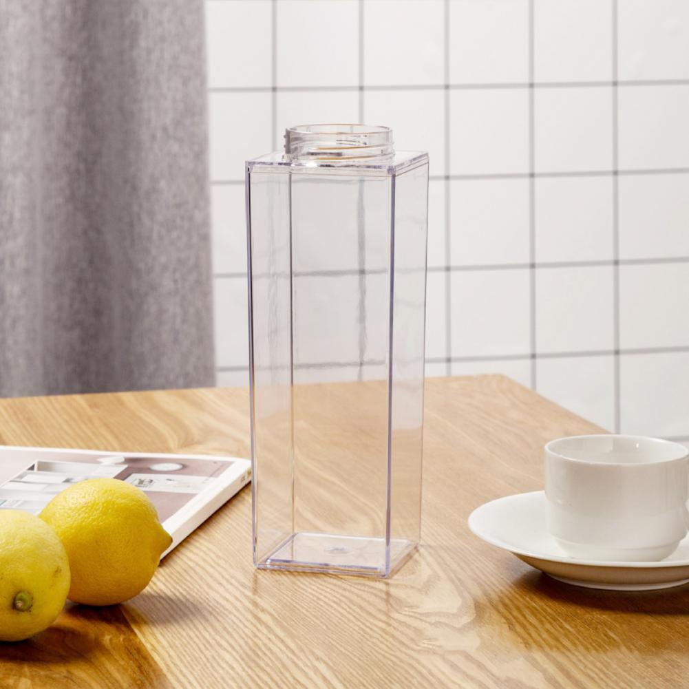 500/1000ml Water Bottle Transparent Large Capacity Square Milk