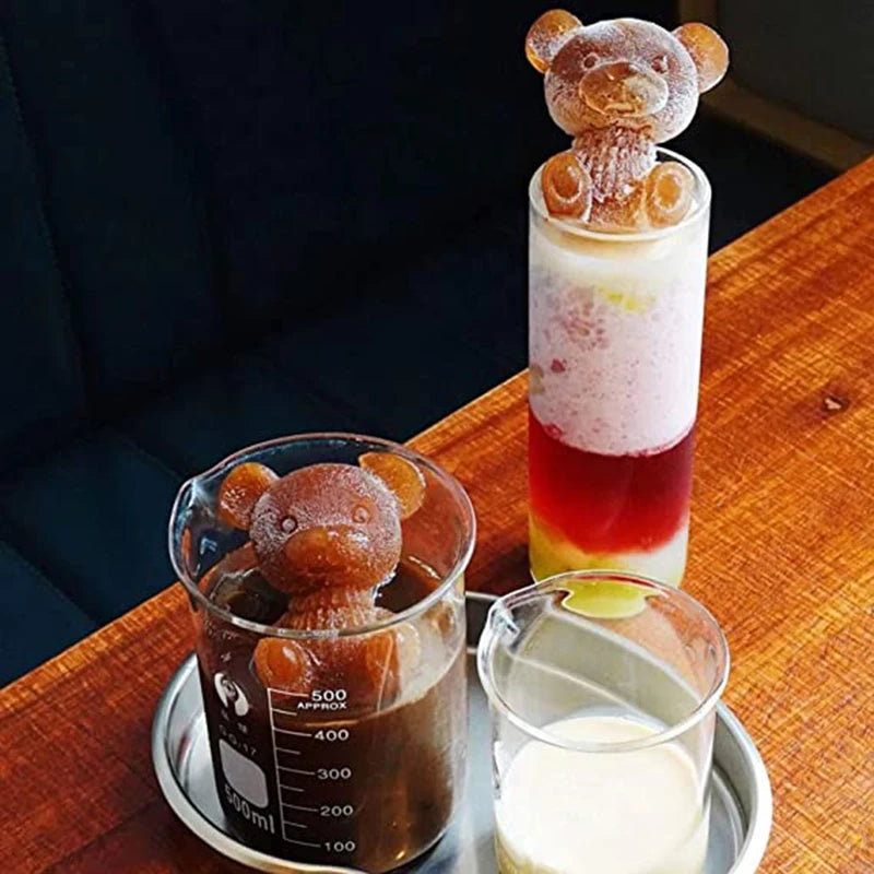 Cute Teddy Bear Ice Cube Making Mold Splash-proof