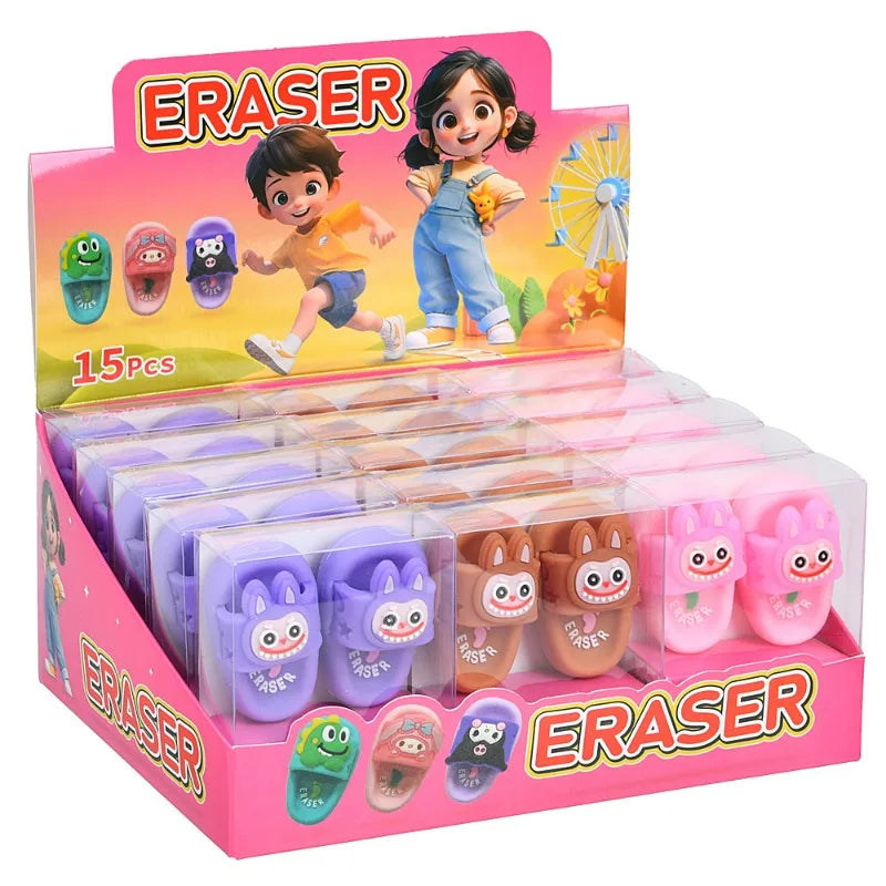 New 1/3/5 Pairs Eraser Slipper Eraser Kawaii Writing Drawing Pencil Eraser