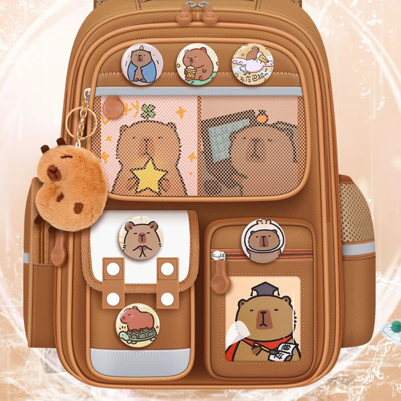 Capybara Children School Bags for Boys Kids Backpack Primary Schoolbag Orthopedic