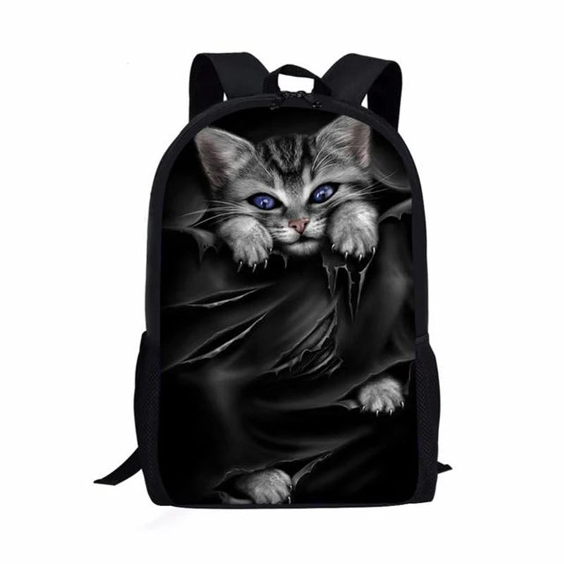 Mochilas escolares populares e modernas para cadernos de gatos 3D
