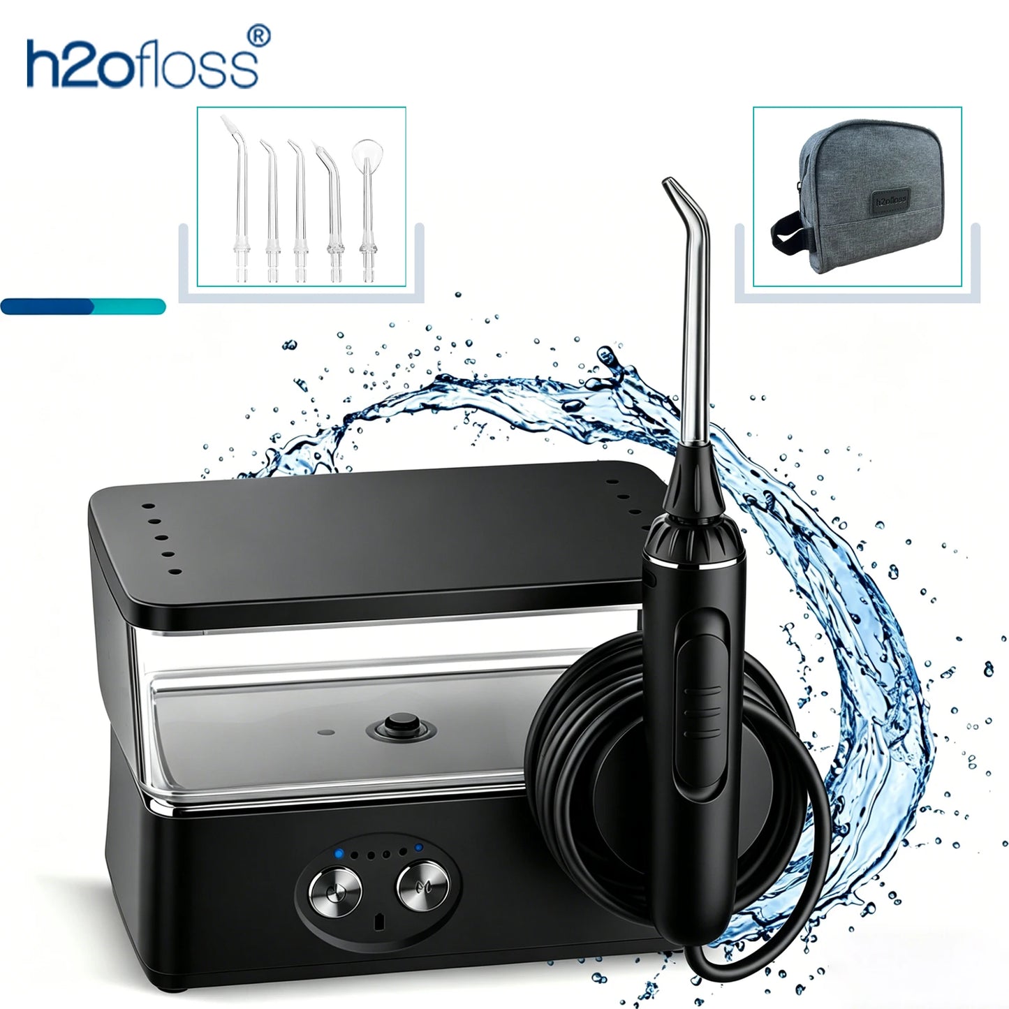 H2ofloss Tabletop Portable Water Flosser for Teeth Dental Oral Irrigator