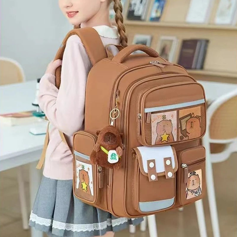 Capybara Children School Bags for Boys Kids Backpack Primary Schoolbag Orthopedic