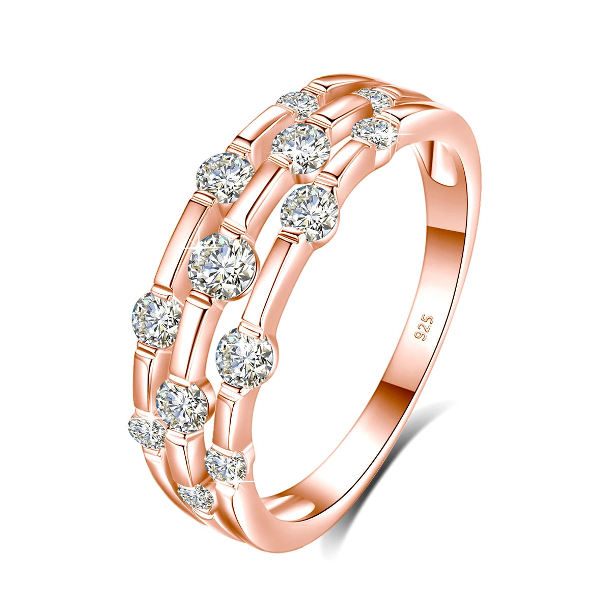 Certificated Moissanite Rings For Women Solid 925 Sterling Silver Eternity