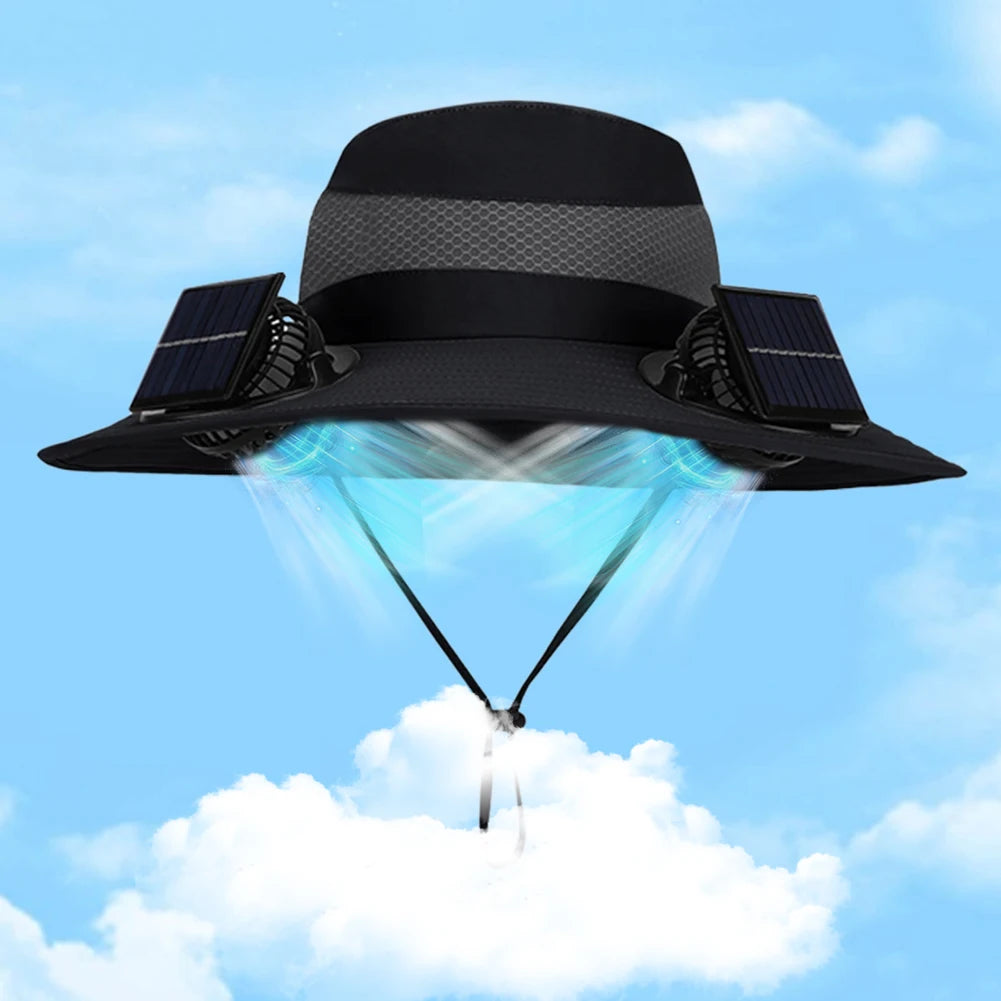 Outdoor Solar Multi-purpose Fan Cap Adjustable Three-speed Wind with USB Charging