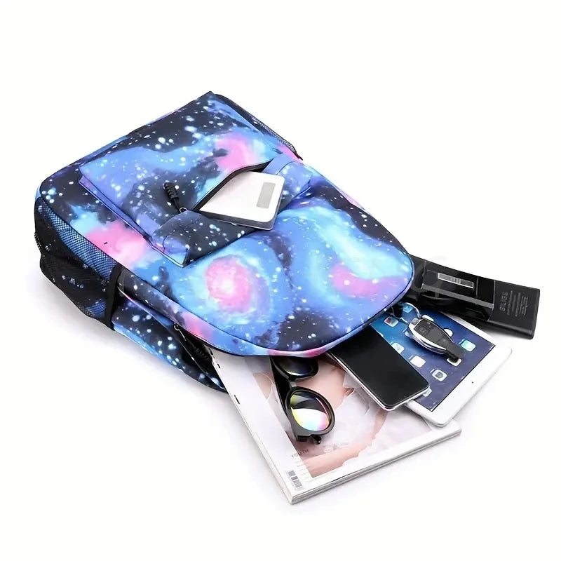 New Capybara Anime Print 3Pcs/Set Backpack Teenager Boy School Bag Laptop