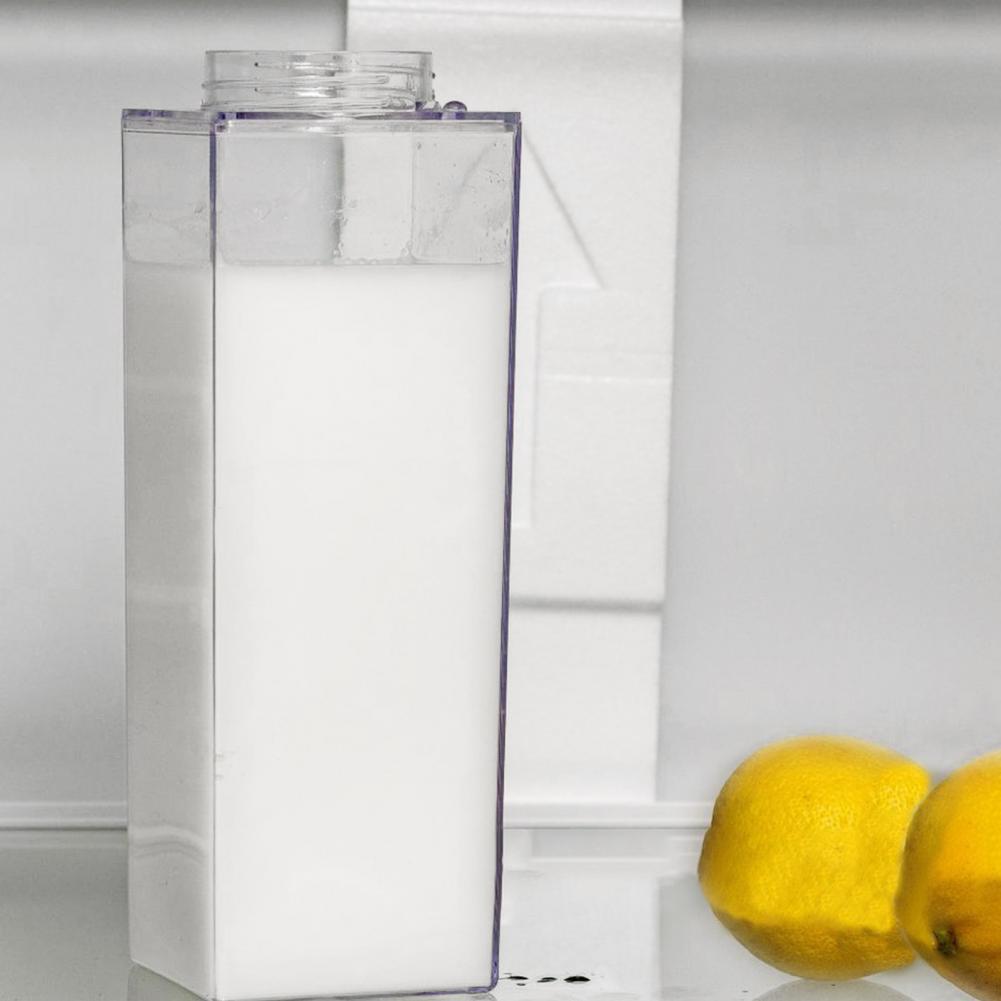 500/1000ml Water Bottle Transparent Large Capacity Square Milk