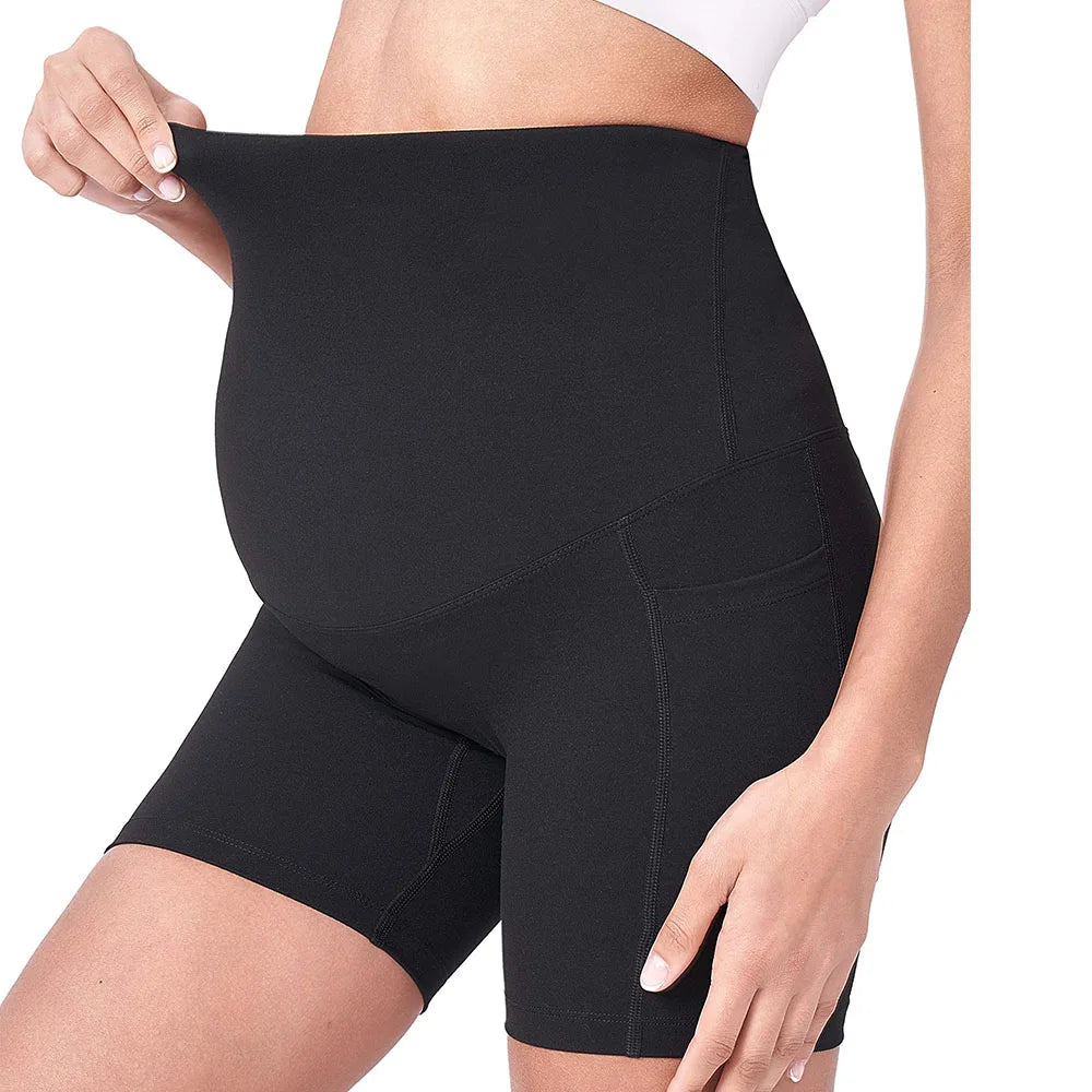 Women's Maternity Yoga Shorts Over The Belly Bump Summer Workout Running