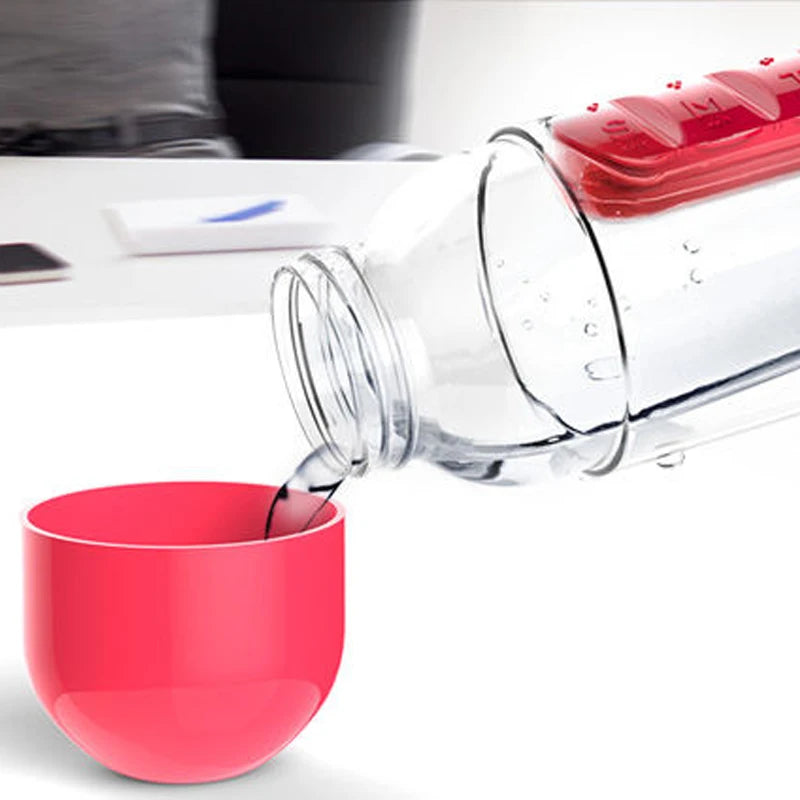 2 in 1 600ml 7 Grids Medicine Box Water Cup