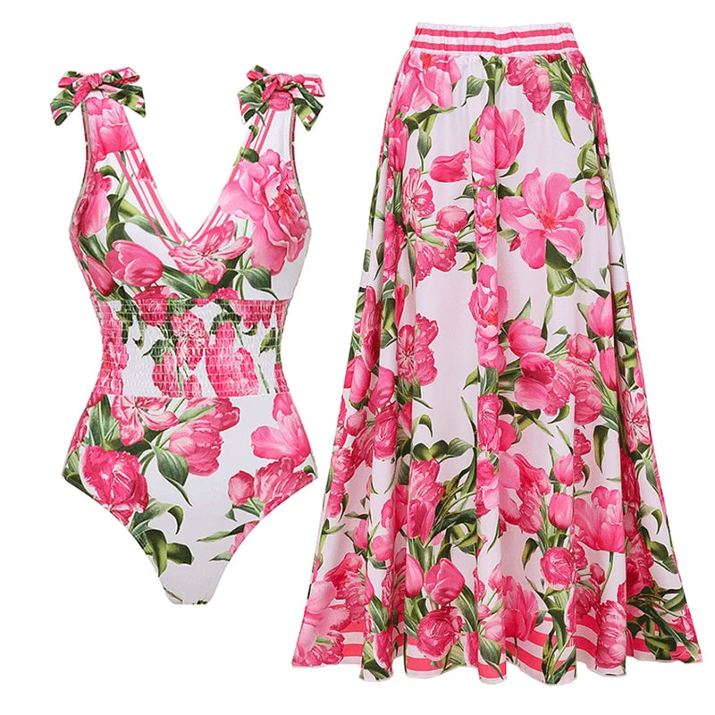 "Women's Floral One-Piece Swimsuit