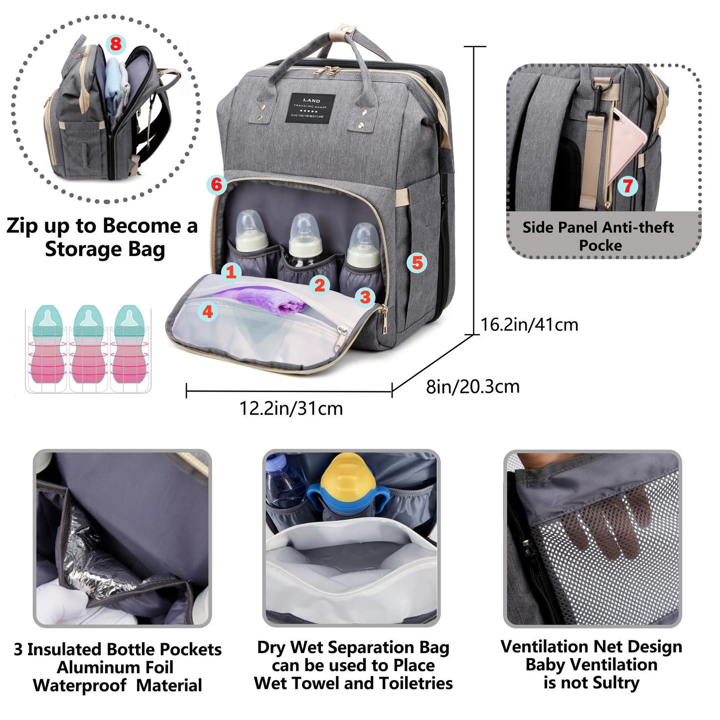 Mommy Bag: Lightweight Portable Folding Crib Travel Backpack