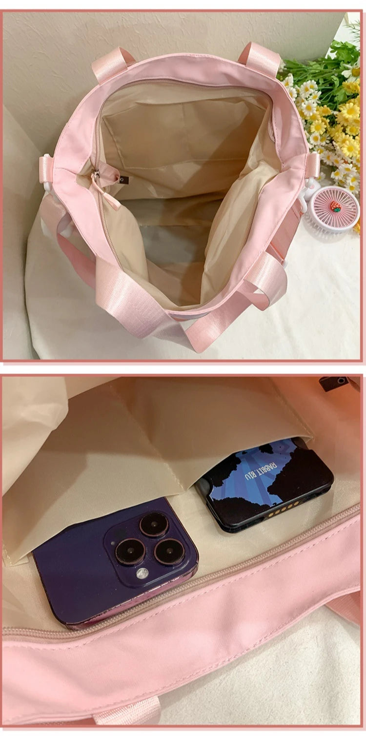 Mochila de camada transparente com vários bolsos e fecho, bolsa exterior grande