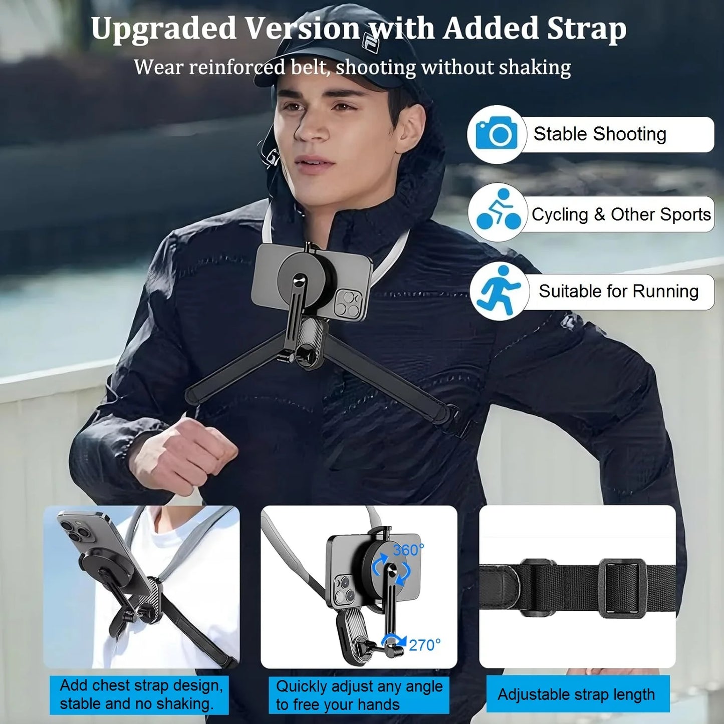 Suporte magnético para telefone POV com suporte para pescoço para gravação de vídeo