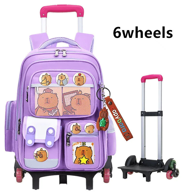 Children Trolley backpack wheels Student High capacity School bags