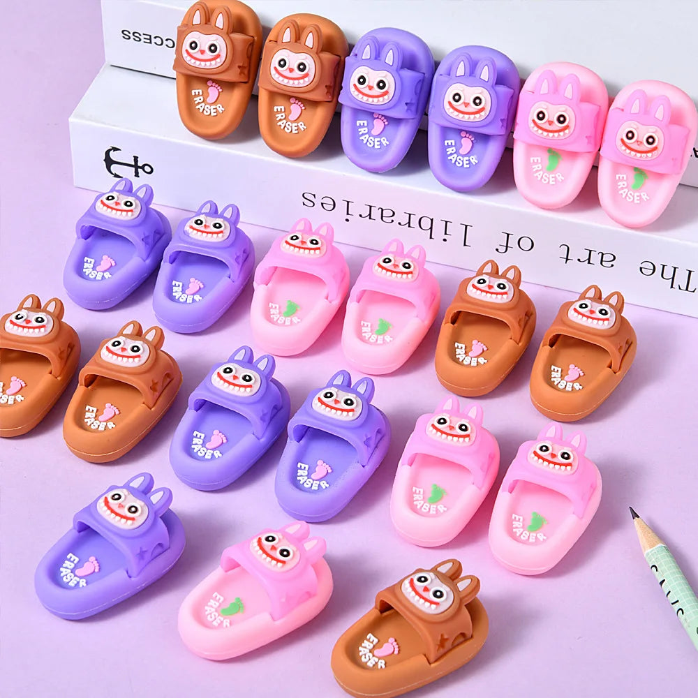New 1/3/5 Pairs Eraser Slipper Eraser Kawaii Writing Drawing Pencil Eraser