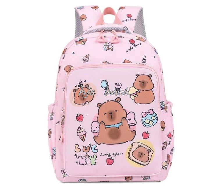 3Pcs/set Capybara Print Backpack Lunch Bag with Pencilcase Colorful Patterns Boys Girls