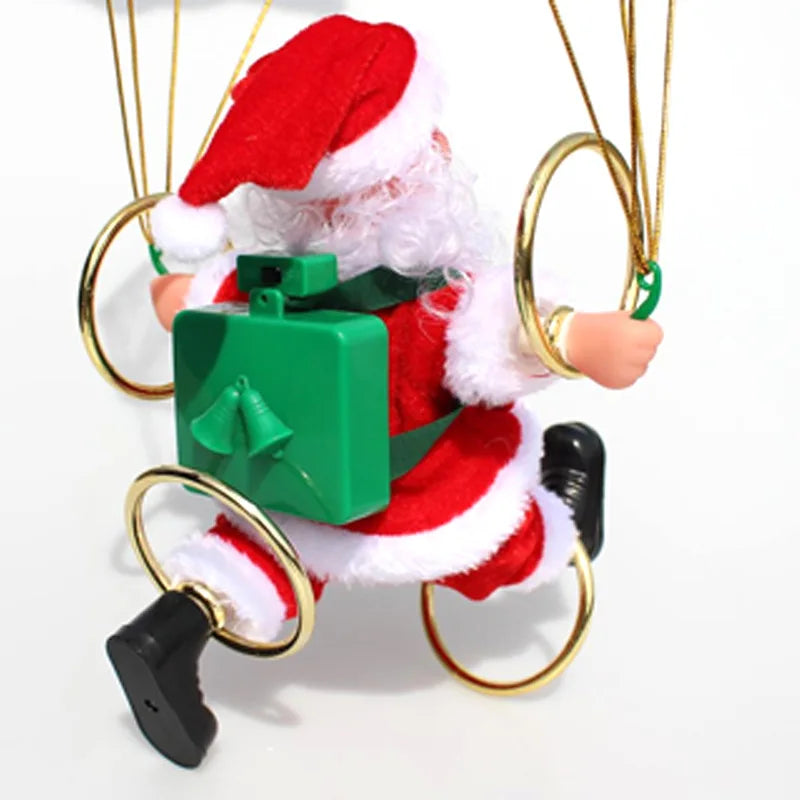 Electric Dancing Santa Claus Christmas Tree Decor Hanging Parachute Somersault