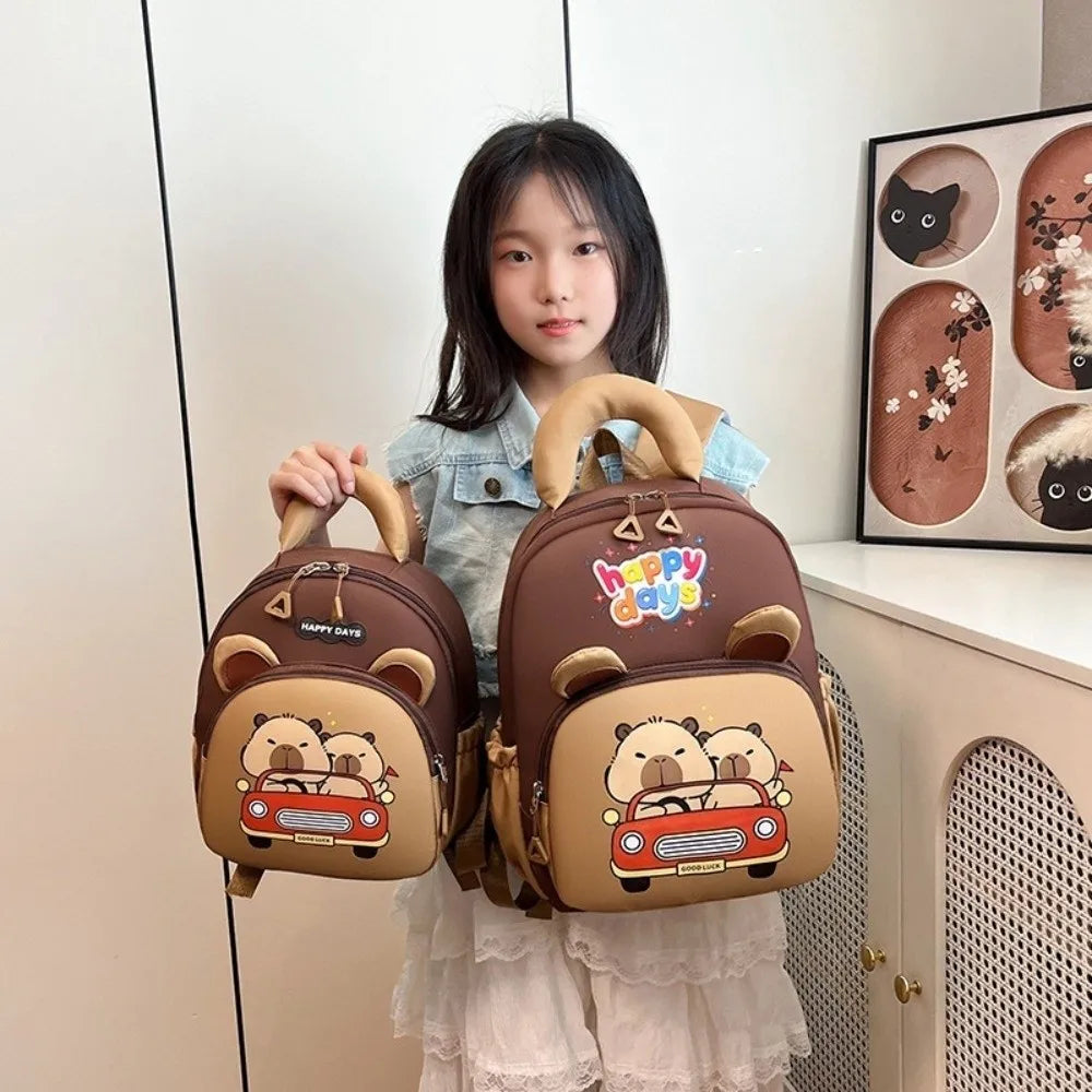 Kawaii Cartoon Capybara Backpack Nylon Lightweight Capybara School Bag Large
