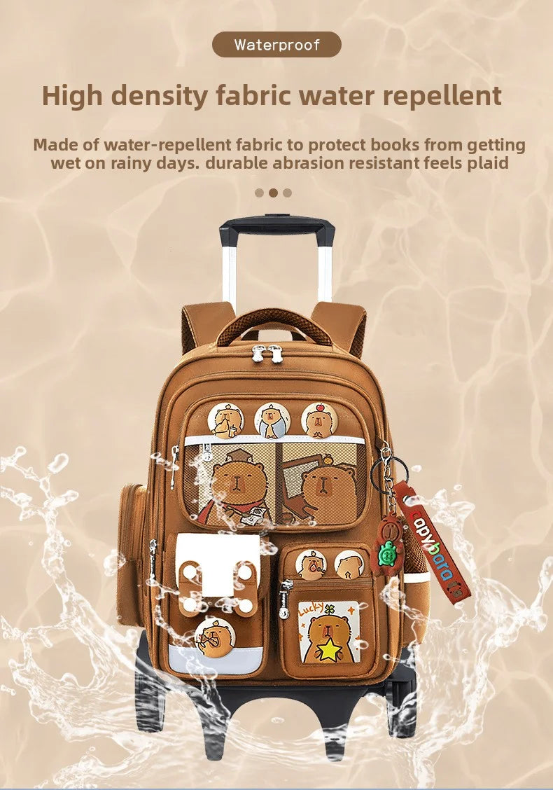Children Trolley backpack wheels Student High capacity School bags
